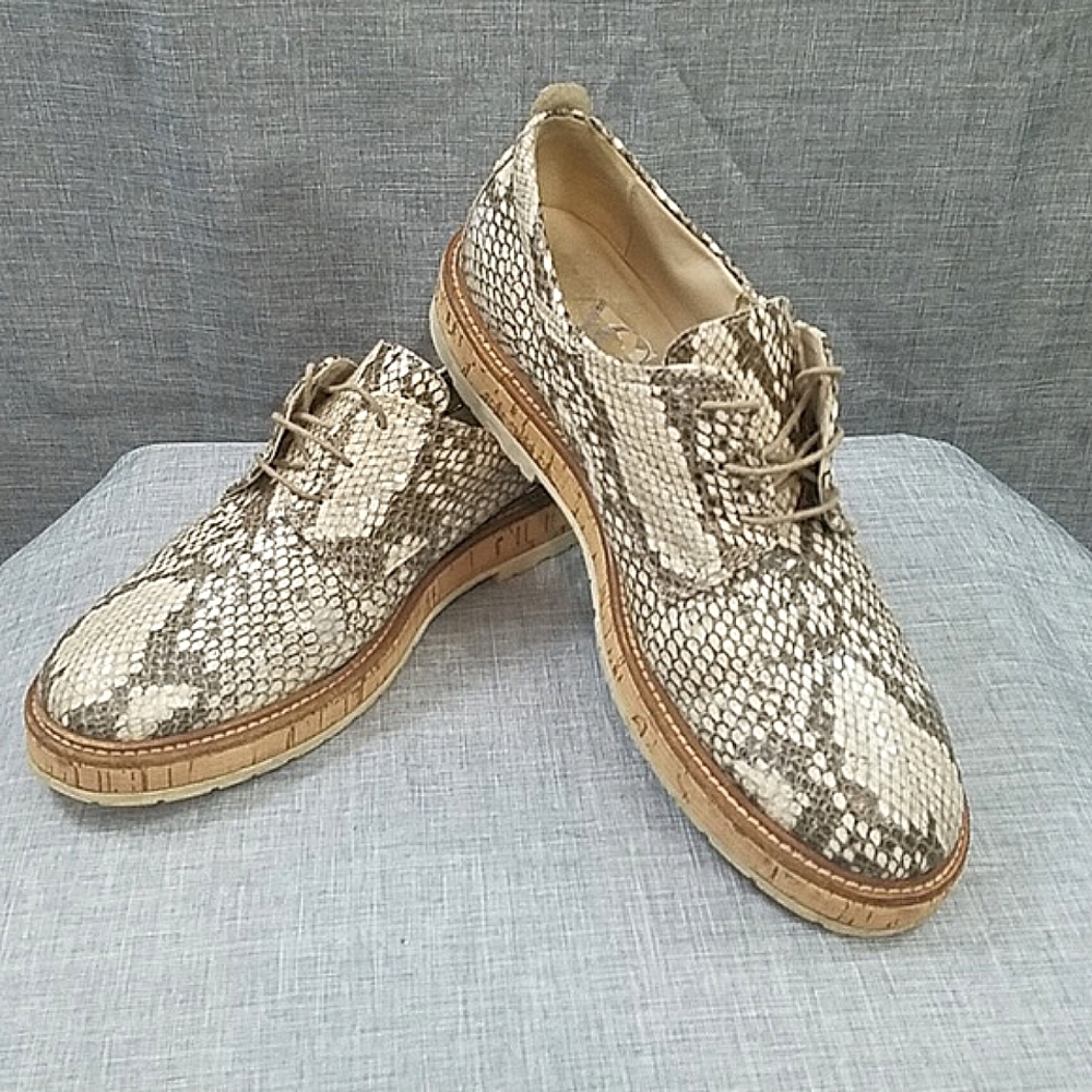 AGL Attilio Giusti Leomruni Oxfords Shoe  Snake Print Leather cork platform 41 - Picture 3 of 14